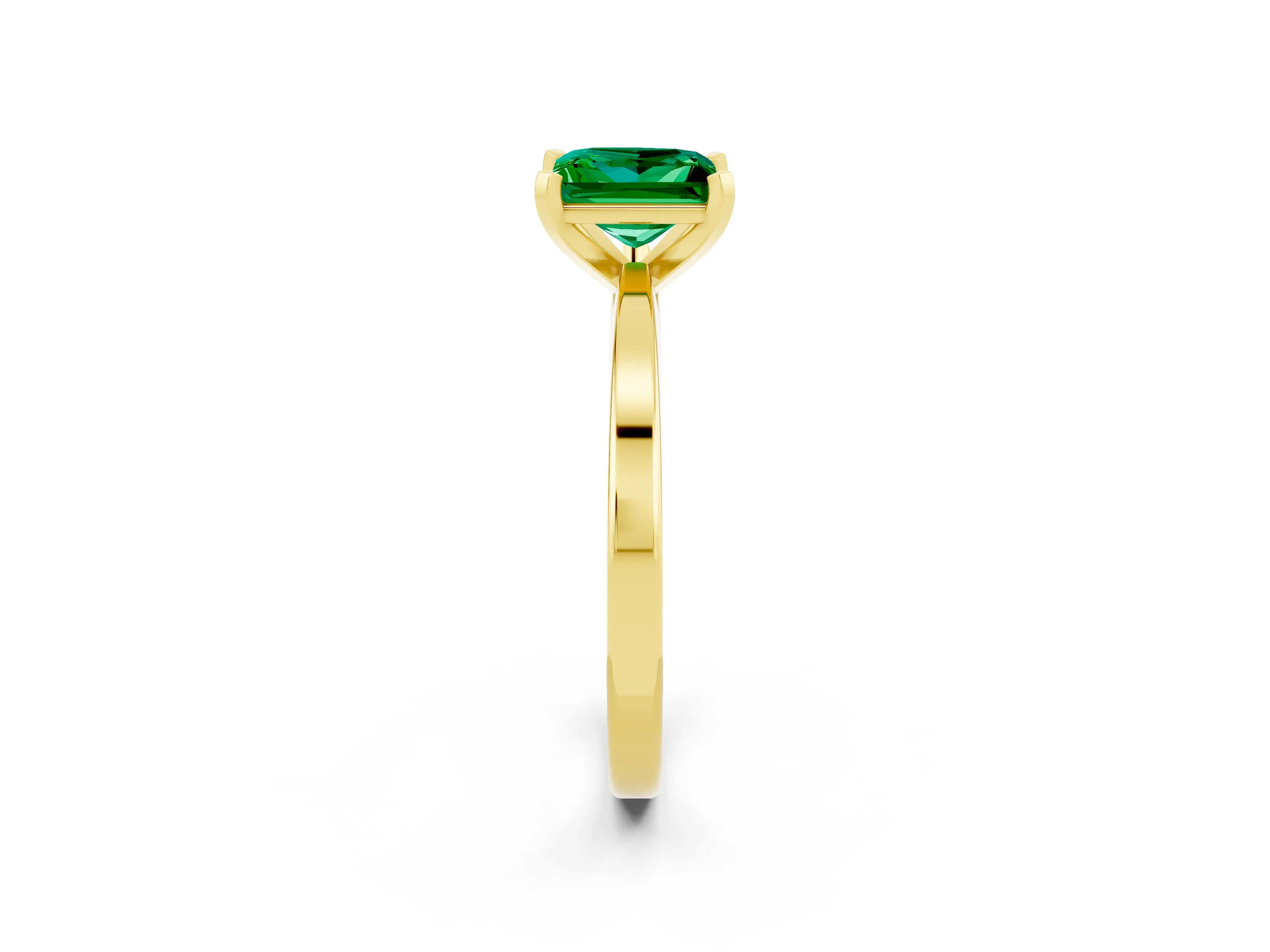 Yellow gold Princess Cut Emerald Solitaire Engagement Ring with Classic Band and Four-Prong Setting_26