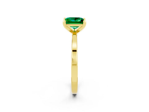 Yellow gold Princess Cut Emerald Solitaire Engagement Ring with Classic Band and Four-Prong Setting_26