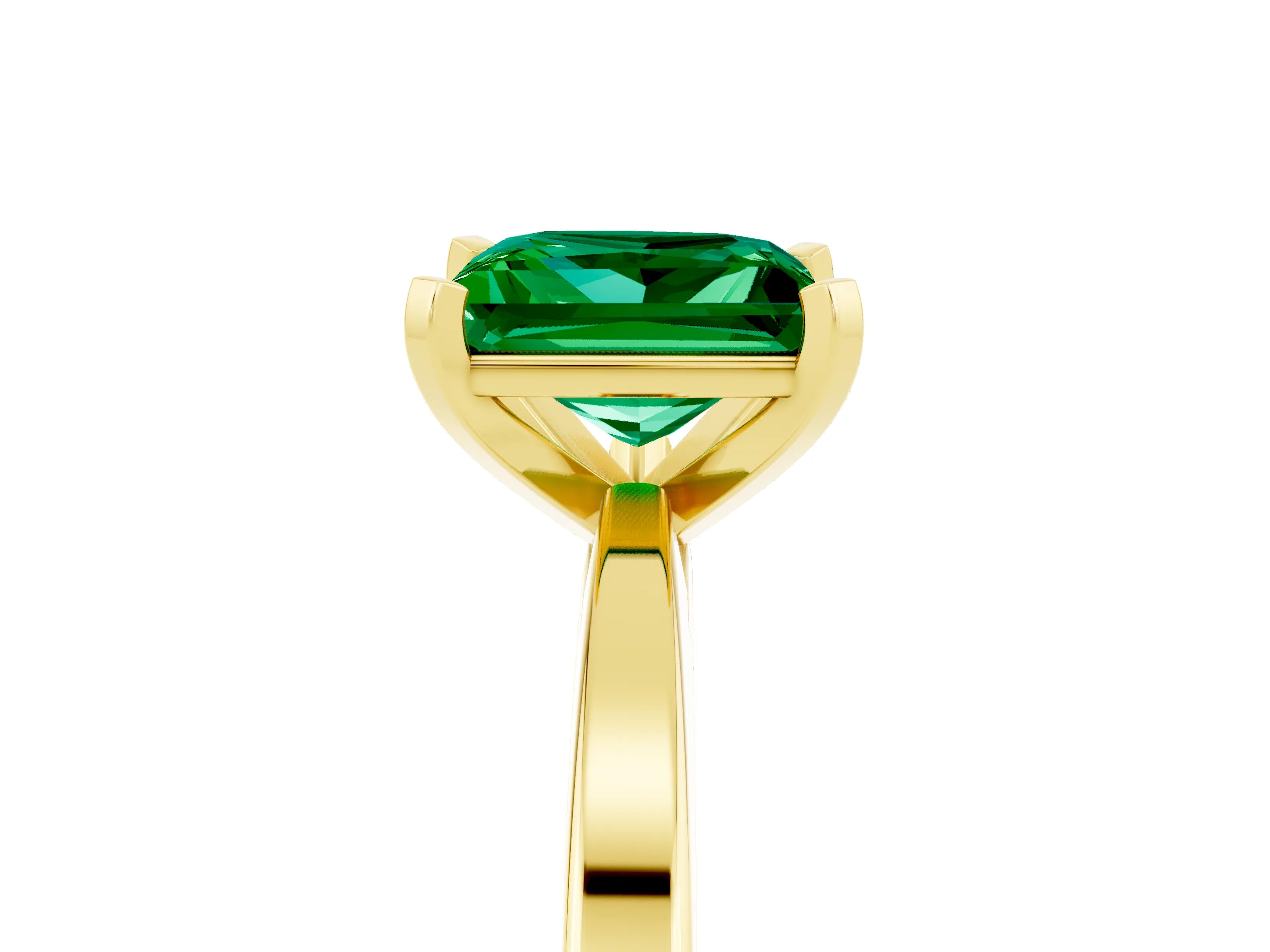 Yellow gold Princess Cut Emerald Solitaire Engagement Ring with Classic Band and Four-Prong Setting_29