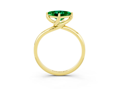 Yellow gold Princess Cut Emerald Solitaire Engagement Ring with Four-Prong Setting and Classic Band_15