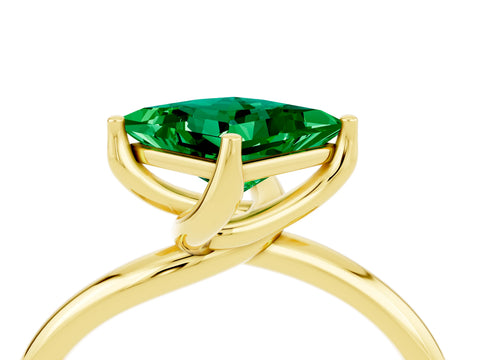 Yellow gold Princess Cut Emerald Solitaire Engagement Ring with Four-Prong Setting and Classic Band_16
