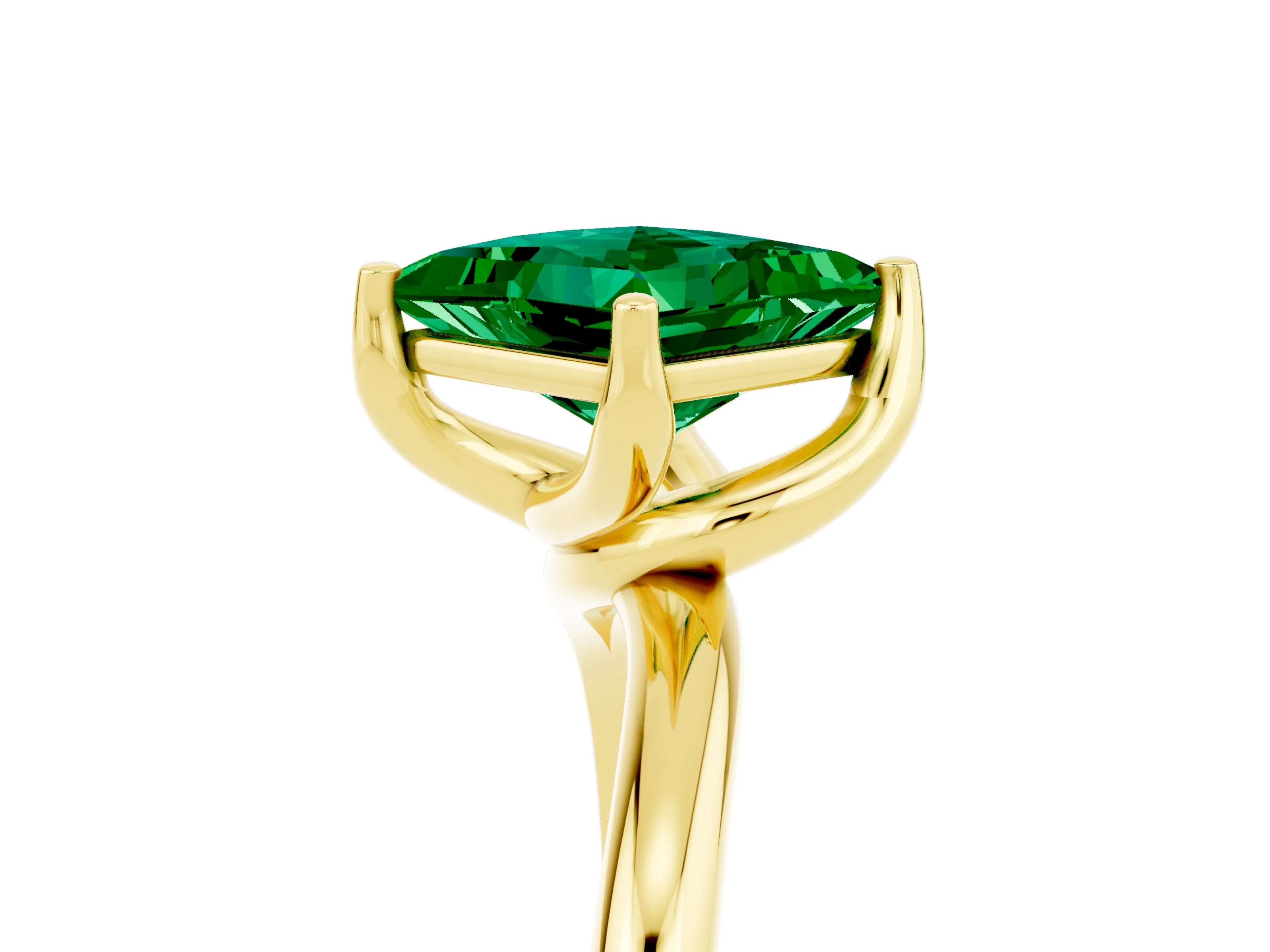 Yellow gold Princess Cut Emerald Solitaire Engagement Ring with Four-Prong Setting and Classic Band_17