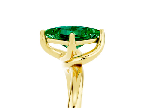 Yellow gold Princess Cut Emerald Solitaire Engagement Ring with Four-Prong Setting and Classic Band_17