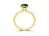 Yellow gold Princess Cut Emerald Solitaire Engagement Ring with Pavé Band and Four-Prong Setting_3