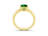 Yellow gold Princess Cut Emerald Solitaire Engagement Ring with Round Band and Four-Prong Setting_3