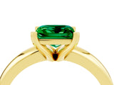 Yellow gold Princess Cut Emerald Solitaire Engagement Ring with Round Band and Four-Prong Setting_4