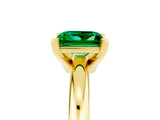 Yellow gold Princess Cut Emerald Solitaire Engagement Ring with Round Band and Four-Prong Setting_5