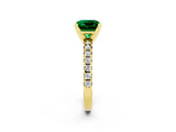 Yellow gold Princess Cut Emerald Solitaire Pavé Engagement Ring with Round Band and Prong Setting_14