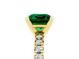 Yellow gold Princess Cut Emerald Solitaire Pavé Engagement Ring with Round Band and Prong Setting_17