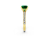 Yellow gold Princess Cut Emerald Solitaire Pavé Engagement Ring with Round Band and Prong Setting_74
