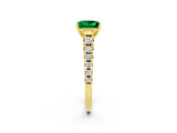 Yellow gold Princess Cut Emerald Solitaire Ring with Cathedral Setting and Pavé Band_2