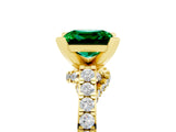 Yellow gold Princess Cut Emerald Solitaire Ring with Crossover Gallery and Round  Pavé Band_17