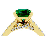 Yellow gold Princess Cut Emerald Solitaire Ring with Crossover Gallery and Round  Pavé Band_52