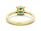 Yellow gold Princess Cut Emerald Solitaire Ring with Flower Prong Setting and Classic Band_12