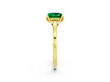 Yellow gold Princess Cut Emerald Solitaire Ring with Flower Prong Setting and Classic Band_14
