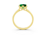 Yellow gold Princess Cut Emerald Solitaire Ring with Flower Prong Setting and Classic Band_15