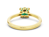Yellow gold Princess Cut Emerald Solitaire Ring with Flower Prong Setting and Classic Band_36