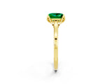 Yellow gold Princess Cut Emerald Solitaire Ring with Flower Prong Setting and Classic Band_38