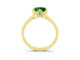 Yellow gold Princess Cut Emerald Solitaire Ring with Flower Prong Setting and Classic Band_39
