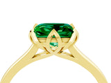 Yellow gold Princess Cut Emerald Solitaire Ring with Flower Prong Setting and Classic Band_40