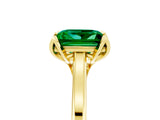 Yellow gold Princess Cut Emerald Solitaire Ring with Flower Prong Setting and Classic Band_41