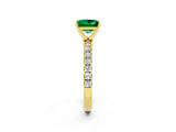 Yellow gold Princess Cut Emerald Solitaire Ring with Pavé Accents and Four-Prong Setting_2