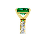 Yellow gold Princess Cut Emerald Solitaire Ring with Pavé Accents and Four-Prong Setting_5