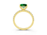 Yellow gold Princess Cut Emerald Solitaire Ring with Pavé Band and Four-Prong Setting_27