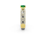 Yellow gold Princess Cut Emerald Solitaire Ring with Pavé and Channel Set Band_2