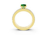 Yellow gold Princess Cut Emerald Solitaire Ring with Pavé and Channel Set Band_3