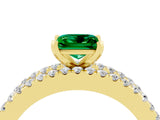 Yellow gold Princess Cut Emerald Solitaire Ring with Pavé and Channel Set Band_4