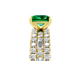Yellow gold Princess Cut Emerald Solitaire Ring with Pavé and Channel Set Band_5