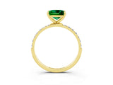 Yellow gold Princess Cut Emerald Solitaire Ring with Pave Band and Four Prong Setting_27