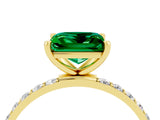 Yellow gold Princess Cut Emerald Solitaire Ring with Pave Band and Four Prong Setting_28