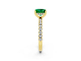 Yellow gold Princess Cut Emerald Solitaire Ring with Round  Pavé Band and Four-Prong Setting_38