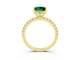 Yellow gold Princess Cut Emerald Solitaire Ring with Round  Pavé Band and Four-Prong Setting_39