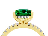 Yellow gold Princess Cut Emerald Solitaire Ring with Round  Pavé Band and Four-Prong Setting_40