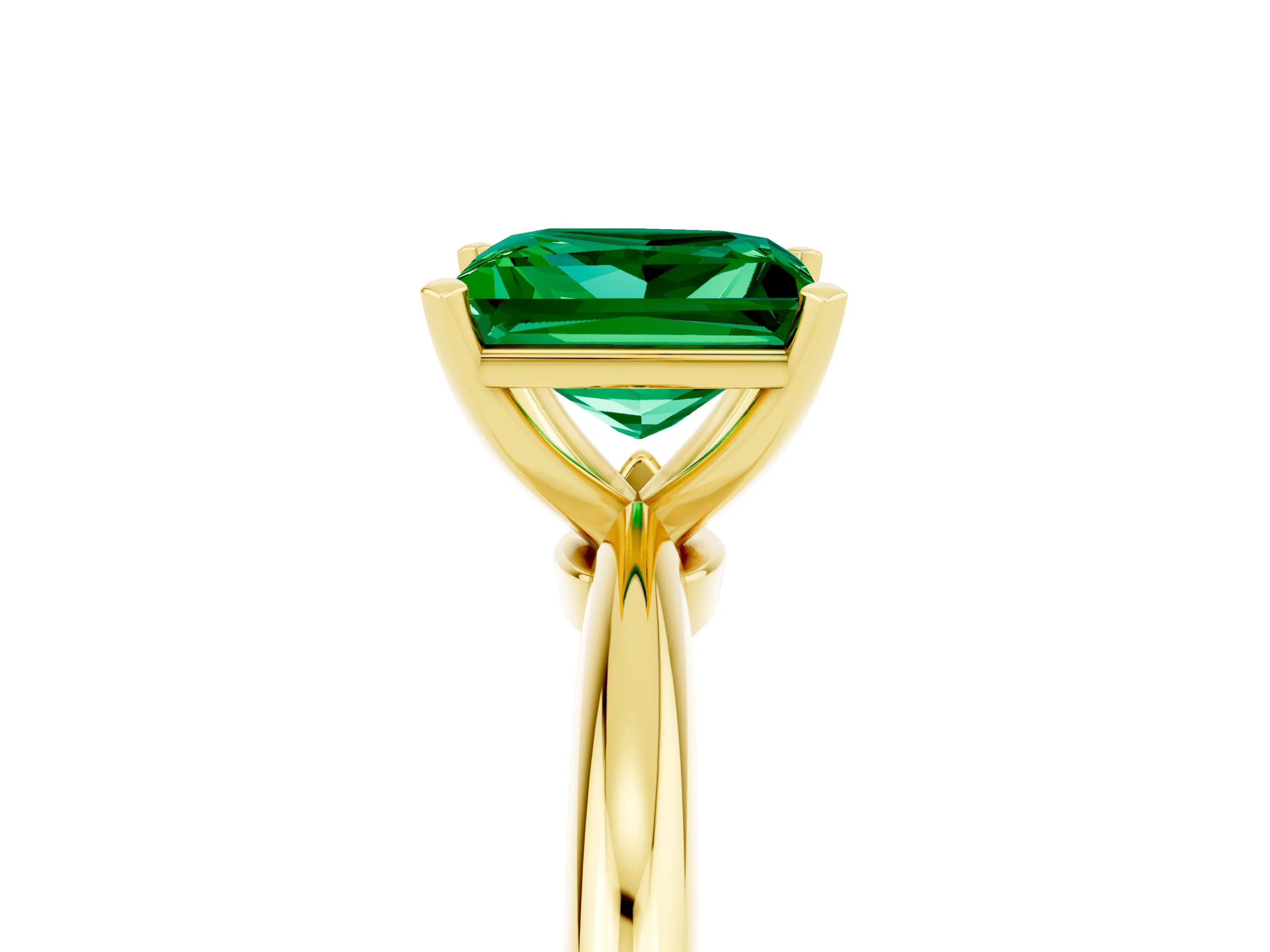 Yellow gold Princess Cut Emerald Solitaire Ring with Six-Prong Setting and Classic Band_5