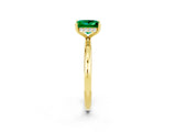 Yellow gold Princess Cut Emerald Solitaire Ring with Thin Band and Four-Prong Setting_2
