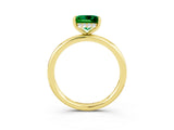 Yellow gold Princess Cut Emerald Solitaire Ring with Thin Band and Four-Prong Setting_3