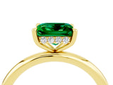 Yellow gold Princess Cut Emerald Solitaire Ring with Thin Band and Four-Prong Setting_4