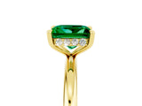 Yellow gold Princess Cut Emerald Solitaire Ring with Thin Band and Four-Prong Setting_5