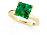 Yellow gold Princess Cut Emerald Solitaire Ring with Thin Band and Prong Setting_13