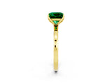 Yellow gold Princess Cut Emerald Solitaire Ring with Thin Band and Prong Setting_14