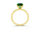 Yellow gold Princess Cut Emerald Solitaire Ring with Thin Band and Prong Setting_15
