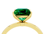 Yellow gold Princess Cut Emerald Solitaire Ring with Thin Band and Prong Setting_16