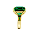 Yellow gold Princess Cut Emerald Solitaire Ring with Thin Band and Prong Setting_17