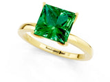 Yellow gold Princess Cut Emerald Solitaire Ring with Thin Band and Prong Setting_25