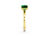 Yellow gold Princess Cut Emerald Solitaire Ring with Thin Band and Prong Setting_26