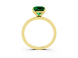 Yellow gold Princess Cut Emerald Solitaire Ring with Thin Band and Prong Setting_27